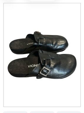 Vionic Mallory Clog Black Embossed Slip-on Mule Women’s Size 6